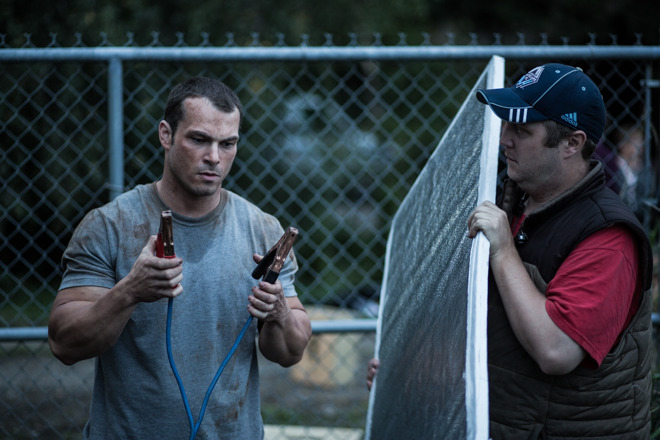 Our Key Grip Mike "saving faces" one bounce board at a time, as Shawn adds some spark to the scene.... see what I did there?