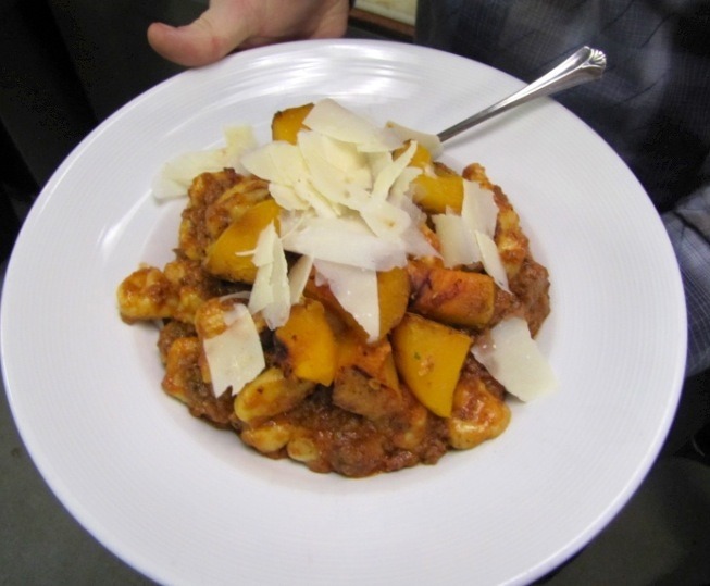Wild Boar and Sausage Ragu with roasted butternut squash over gnocchi.