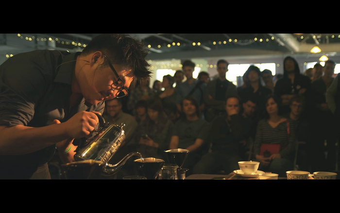 Tommy competing at the Barista Regional Championship 2013