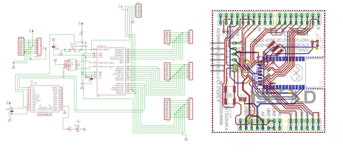 1Sheeld schematic and layout diagrams on Eagle