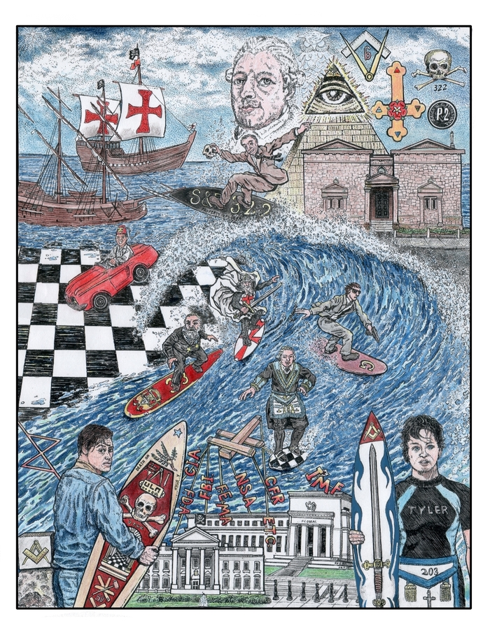 Pic from Chapter 3 Surfing Towards the Breaking Point of Secret Societies ... with the Freemasons, Illuminati and Friends - (print option # 3.)