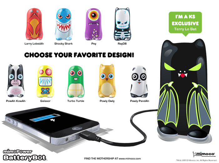 Ten Primary BatteryBot Styles (left to right, top to bottom): Larry LobstAh, Shocky Shark, Psy, RayD8, PowAh KowAh, Galaxor, Turbo Turtle, Powly Owly, Pawly PandAh, and Terry Le Bat (KS Exclusive Edition!)
