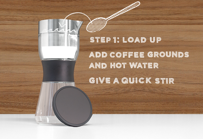 Start with 40 grams of medium-course ground coffee. Because we’re here to help, our filter has a guideline that shows the right amount of coffee. Adjust up and down until you find your Goldilocks strength.