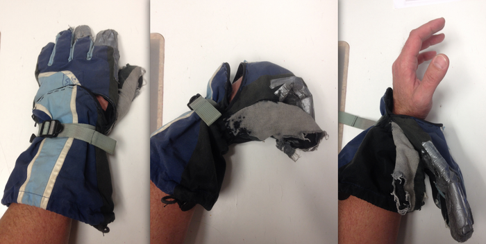 The first glove modified with a zipper opening.