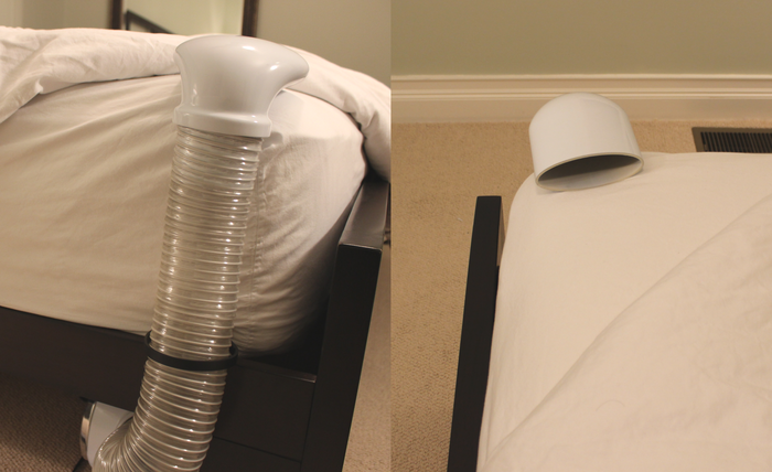 Air delivery nozzle stays out of the way from your feet