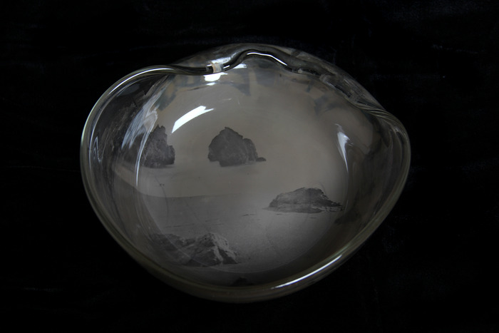 Exposure of ocean on transparent glass 6"x6" *New work*