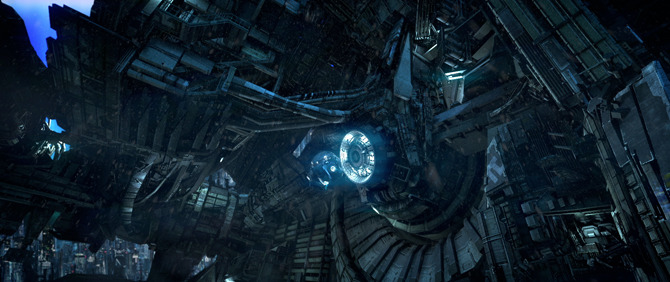 Womb Pod docking at space elevator base
