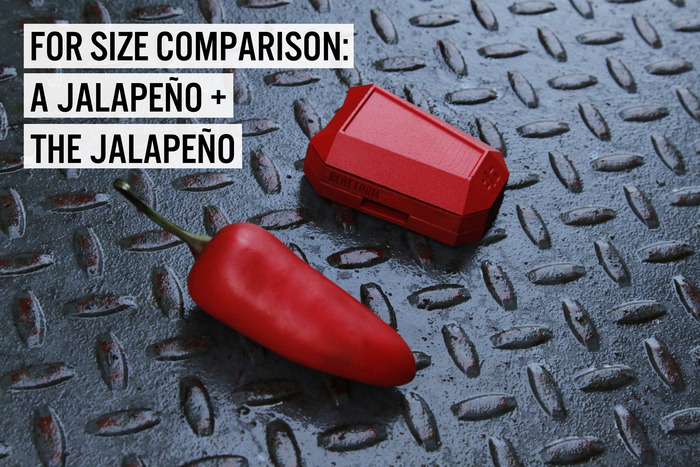Assembled, the Jalapeño Beat Maker measures only 2.71in x 1.9in x 0.94in (LxWxH).
