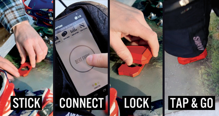 Setup is easy! Just stick, connect, lock, tap, and go!