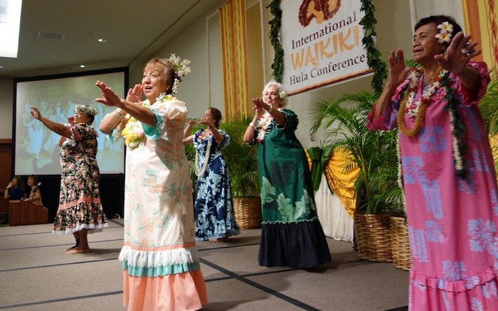 "Ex-Lexes" ( as they are affectionately called) sharing a hula from "back in the day" at an HPS presentation, May 2013
