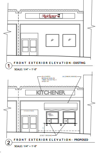 Proposed elevation drawings of our Kitchener Snack Bar
