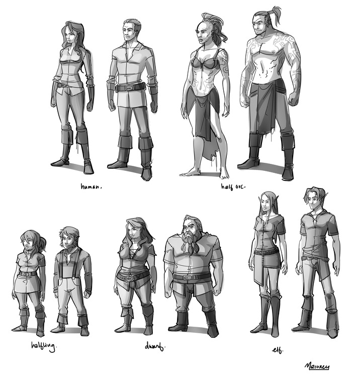 Our initial five fantasy races, with more coming as our first stretch goal!