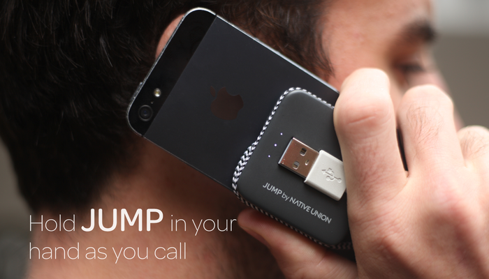 With it’s compact size, JUMP is small enough to hold behind your phone as you call.