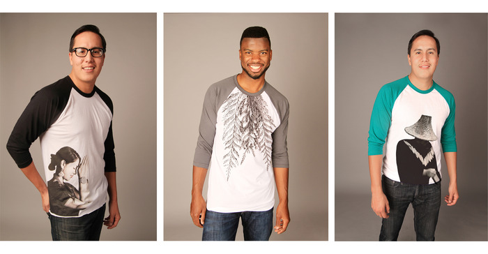 1. Black & White with Starr 2. Slate & White with Cedar 3. Turqoise & White with Canoe Journey Dancer.