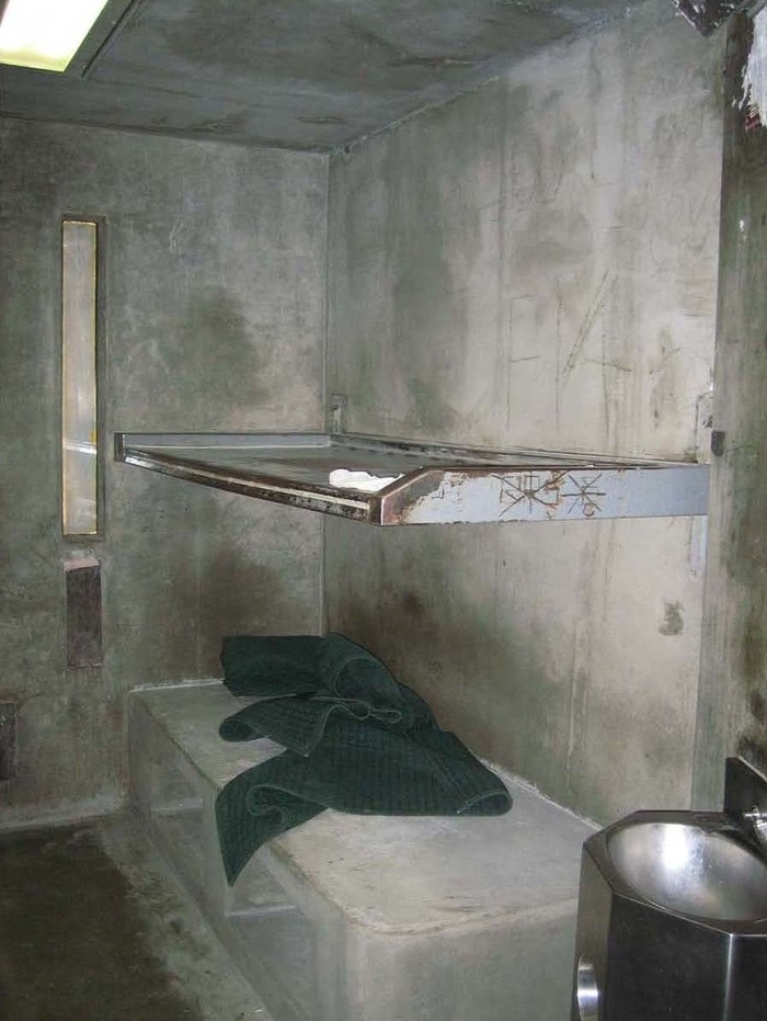 Suicide watch cell, Building 6A, Facility D, Wasco State Prison, California (August 1st, 2008). This photograph document was submitted as evidence in the Brown vs. Plata class action lawsuit (Supreme Court of the United States, May 2011). Photo: Anonym