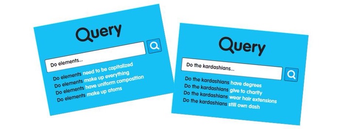 Examples of "Science" and "Pop Culture" Cards