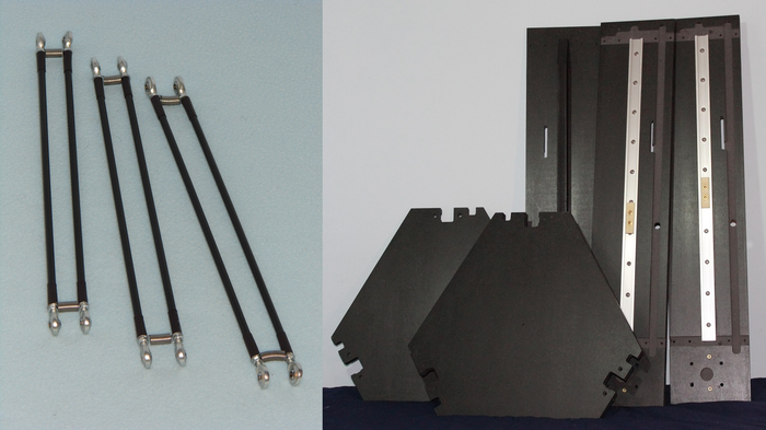Carbon fiber rod assemblies, horizontal panels and partially assembled uprights. This is how these items will be included in the kit reward.