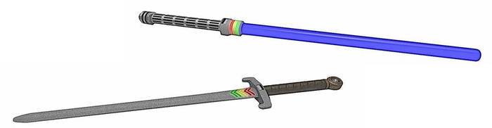 Lightsaber and Medieval Version Sabertron Drawings