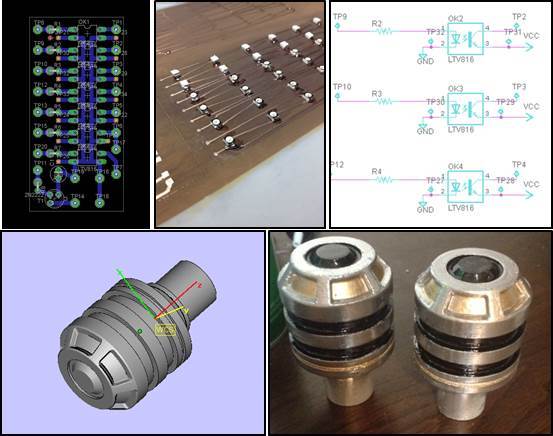 LED Distribution layout, LED array on flex PCB, Optoisolator Circuit, 3D Printed Hilts, 3D Design of Hilt