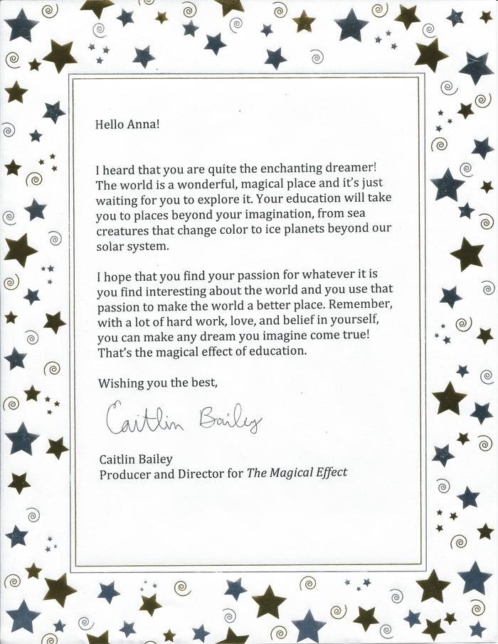 Sample of letter to a child
