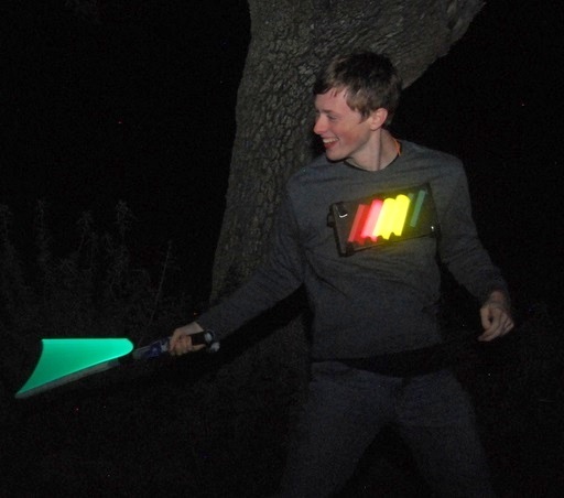 Early prototype for multiplayer body-mounted health meter