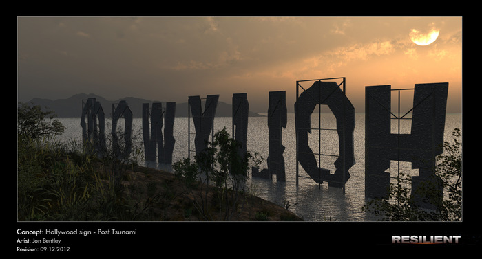 Hollywood sign - tsunami