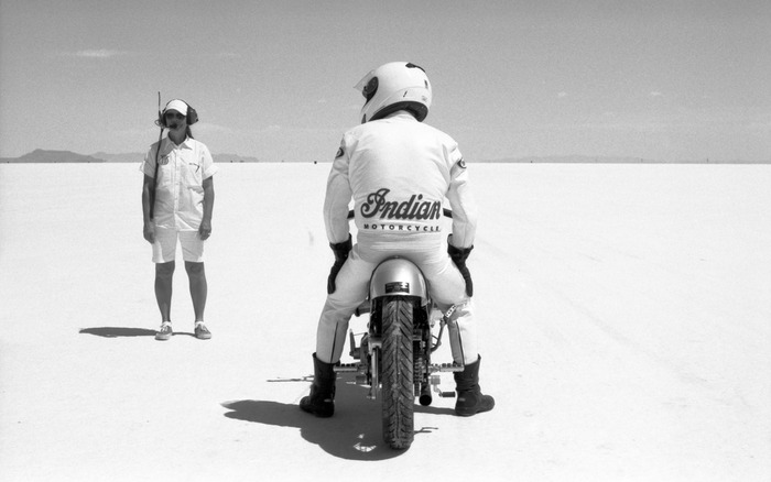 On the starting line at the Bonneville Speed Week