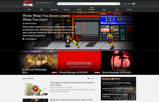 Front page of Giant Bomb!