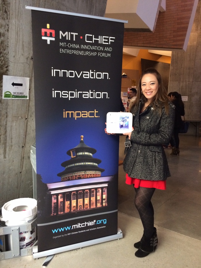 Alex showing off our functional prototype at MIT's China Innovation and Entrepreneurship Forum