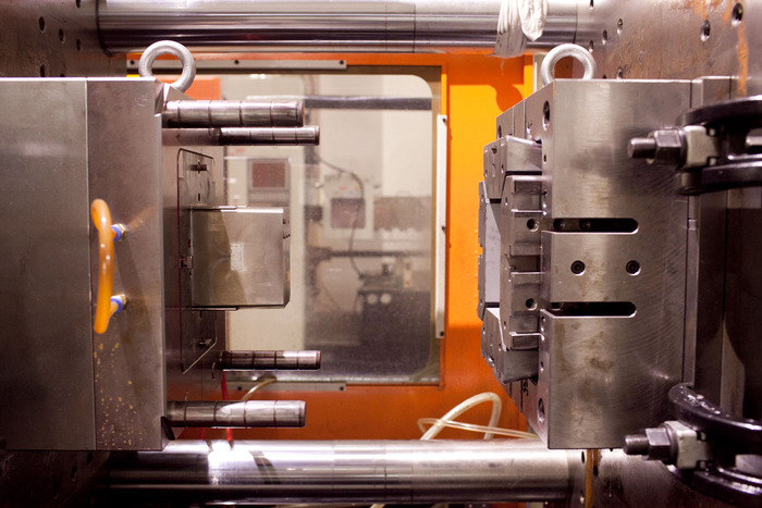 Injection moulding in progress
