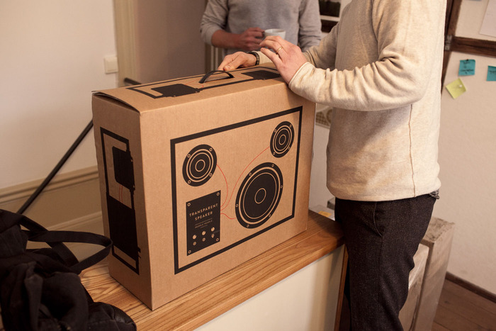 Packaging prototype with carry-home handle.