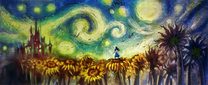 Alice with Sunflowers