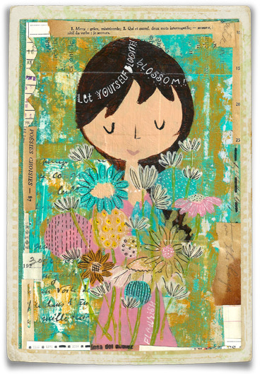 { “Blossom” | Mixed-media on Vintage Book Cover }