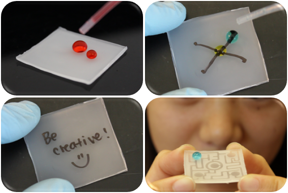 These SUPERHYDROPHOIC materials repel water! Watch how water droplets will follow a maze to avoid touching the superhydrophobic areas! Even make your own mazes!