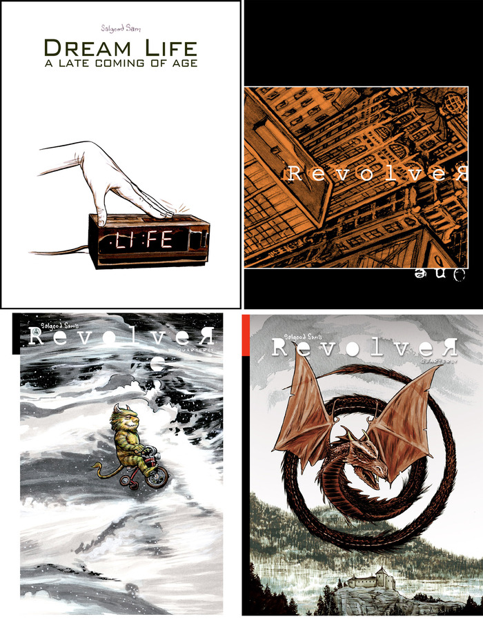 The covers of Dream Life, and Revolver vol.1 to 3.