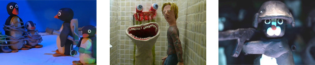 Pingu's THE THING, T IS FOR TOILET, Claycat's THE RAID