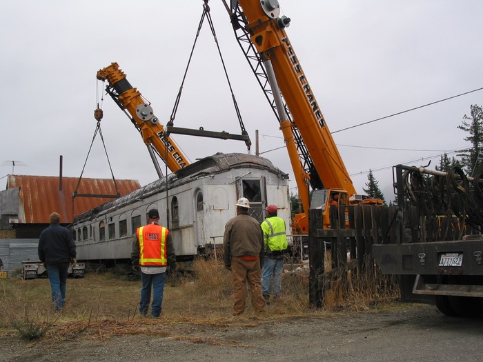 Picking the 47 ton car at Easton from where it sat for the past 50 years.