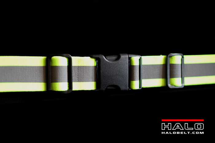 Front - 3M Super Reflectives with two adjustment clips and buckle