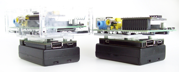 Pi mounted on PiUPS using mounting kit (mount kit works with or without a case)