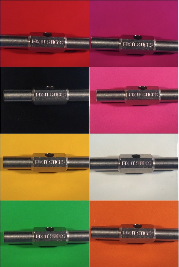 Color tiles from the powder coater of our 8 color choices (final colors may alter)