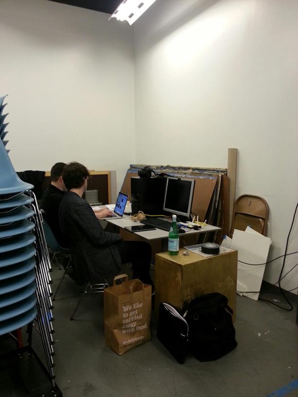 Tech masters Nick Vermeer and Bill Ward hard at work backstage