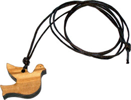 Hand-made wooden pendant in the shape of a “Peace Dove” made by the Clarisse Order of the Albano Monastery