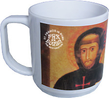 Commemorative mug with the reproduction of the portrait of St. Francis by Margaritone d'Arezzo (1262-1305)