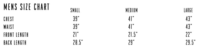 Reflect Vest Size Chart