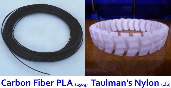 All kickstarter backers that pledged to the printer levels will receive carbon fiber and nylon filament!