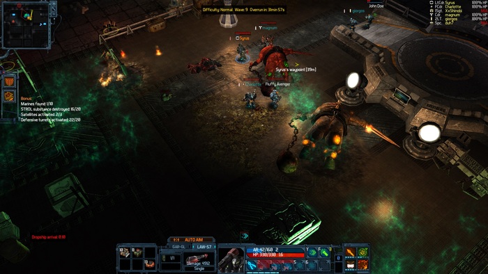 Fortyfying a position while waiting for friendly reinforcements to arrive via dropship. Taking care of the baddies in the meantime.