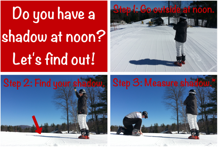One of the weekly observations in this journal is the measurement of your shadow at noon. *Note: you may find it easier to have a friend help you measure!