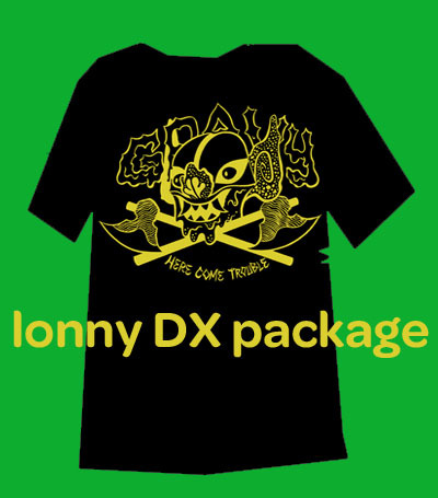 painted version of lonny + brothers rollin' print + gravy tee in exclusive kickstarter colorway + the zine, sticker pack, and download