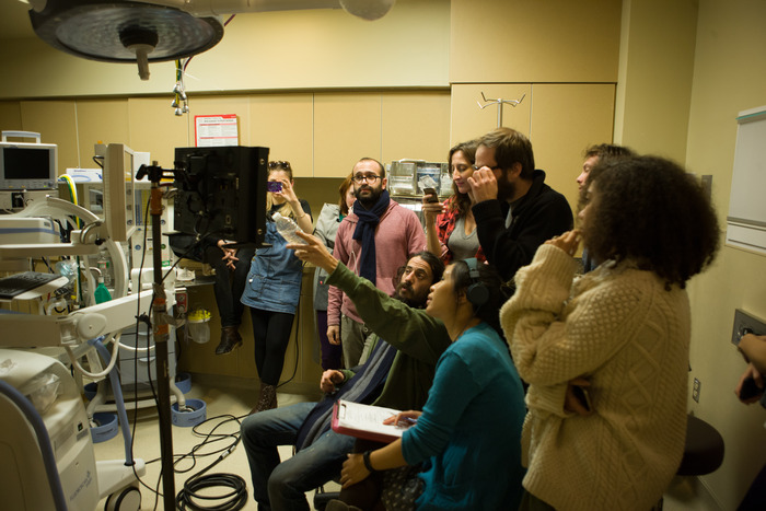 Josh, Sean, Antonio and the rest of the production team on set in December