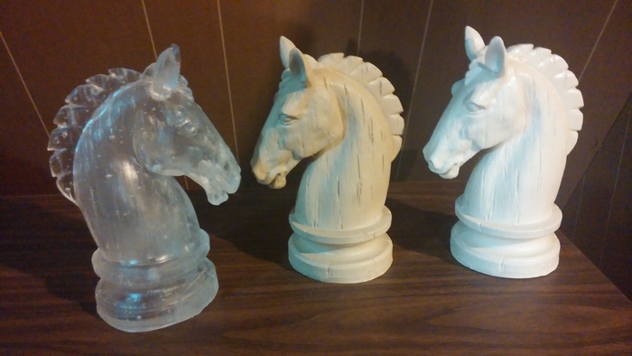 All of the above horse heads were cast from a wood carving.